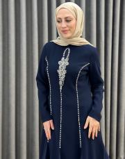 lacivert 2897 white corner abiye elbise 2