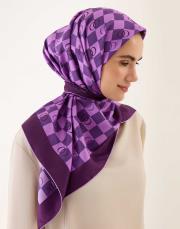 purple. 251-1008 imannoor dama logo ipek eşarp