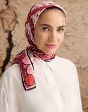 kırmızı 242-1006 imannoor dörtlü gonca ipek eşarp 3