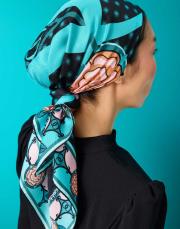 petrol 242-1006 imannoor dörtlü gonca ipek eşarp