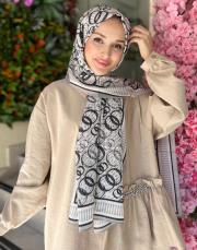 gri 261-3006-007 imannoor noor yağmuru pamuk floş şal 2