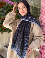 mavi 261-3006-007 imannoor noor yağmuru pamuk floş şal 2