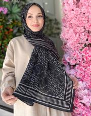 siyah beyaz 261-3006-007 imannoor noor yağmuru pamuk floş şal
