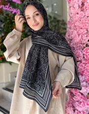 siyah beyaz 261-3006-007 imannoor noor yağmuru pamuk floş şal 2