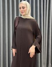 kahve 0077 essahra piliseli elbise 2
