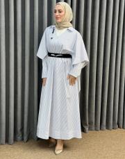 ekru çizgilı 5240 missemramiss majora dress