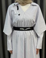 ekru çizgilı 5240 missemramiss majora dress 5