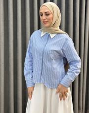mavi çizgili 5256 missemramiss noble shine gömlek