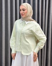 yeşil çizgili 5256 missemramiss noble shine gömlek
