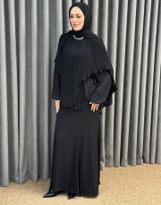 siyah 30038 senna plume abiye elbise