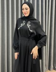 siyah 30044 senna ribbon abiye elbise 2