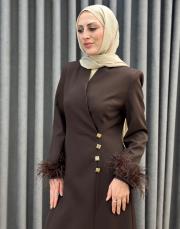 kahve 3280 white corner abiye elbise 2