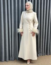 bej 3280 white corner abiye elbise