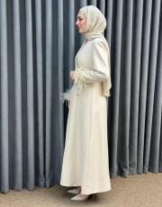 bej 3280 white corner abiye elbise 3