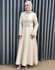 bej 3282 white corner abiye elbise