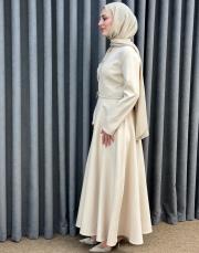 bej 3282 white corner abiye elbise 3