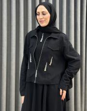 siyah 5209 missemramiss minella keten ceket elbise takım 2