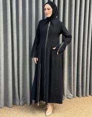siyah 5215 missemramiss ronia fermuarlı elbise