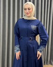 lacivert 5158 missemramiss perla cotton elbise 2