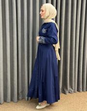 lacivert 5158 missemramiss perla cotton elbise 3