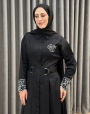 siyah 5158 missemramiss perla cotton elbise 2