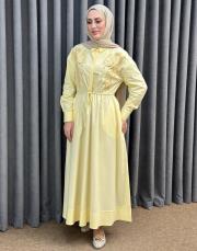 sarı 5210 missemramiss ivory flom dress