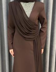 kahve 3299 white corner abiye elbise 4