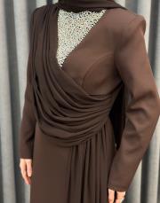 kahve 3299 white corner abiye elbise 5