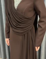 kahve 3299 white corner abiye elbise 6
