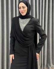 siyah 3299 white corner abiye elbise 2