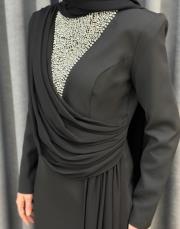 siyah 3299 white corner abiye elbise 6