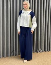 ekru lacivert 5213 missemramiss mono chic takım
