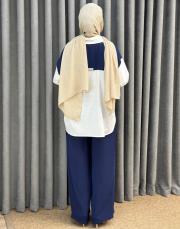 ekru lacivert 5213 missemramiss mono chic takım 4