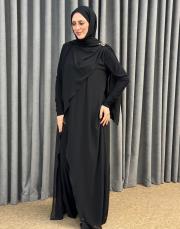 siyah 3126 qashe şifonlu tulum