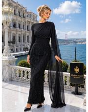 siyah 3268 white corner abiye elbise