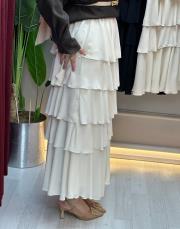 ekru sz 5497 sentez şifon katlı etek 2