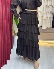 kahve sz 5497 sentez şifon katlı etek