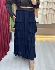 lacivert sz 5497 sentez şifon katlı etek 4