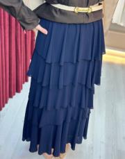 lacivert sz 5497 sentez şifon katlı etek 5