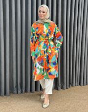 turuncu desen 3938 missemramiss floş viskon summer tunik