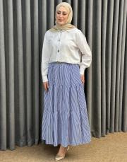 mavi 4837 missemramiss çizgili etek