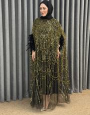 siyah gold ds 603 ithal abiye elbise