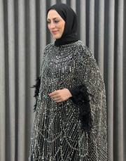 siyah gümüş ds 603 ithal abiye elbise 2