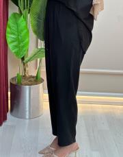 siyah sz 5668 sentez diz parcalı lastikli pantolon 3