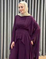 mor ykz 1012-1013 white corner şifon pantolon takım 2