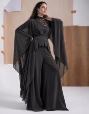 siyah ykz 1012-1013 white corner şifon pantolon takım