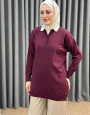 bordo 1925 merwish sole çift yaka triko