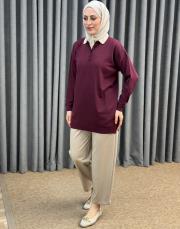 bordo 1925 merwish sole çift yaka triko 2