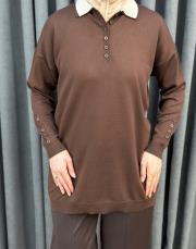 kahve 1925 merwish sole çift yaka triko 4