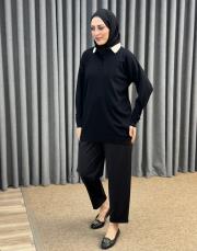 siyah 1925 merwish sole çift yaka triko 2